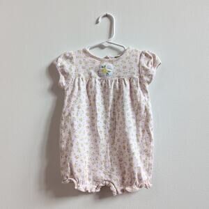 Vtg 90s Carter's Pink Bubble Romper Floral 9m Baby Girls